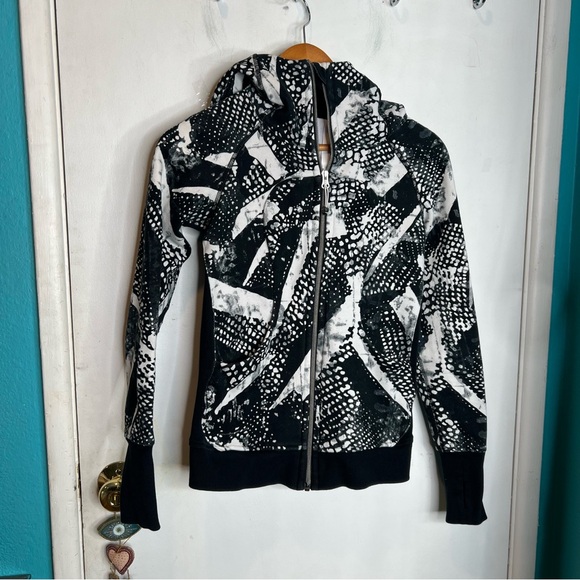 Lululemon Scuba Hoodie IIl Static Mist Black White Size 2 Zip Sweatshirt - Picture 1 of 5